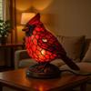 Resin Red Bird Table Lamp Handmade Stained Glass Lamp Bird Decor Light  Bedside Table