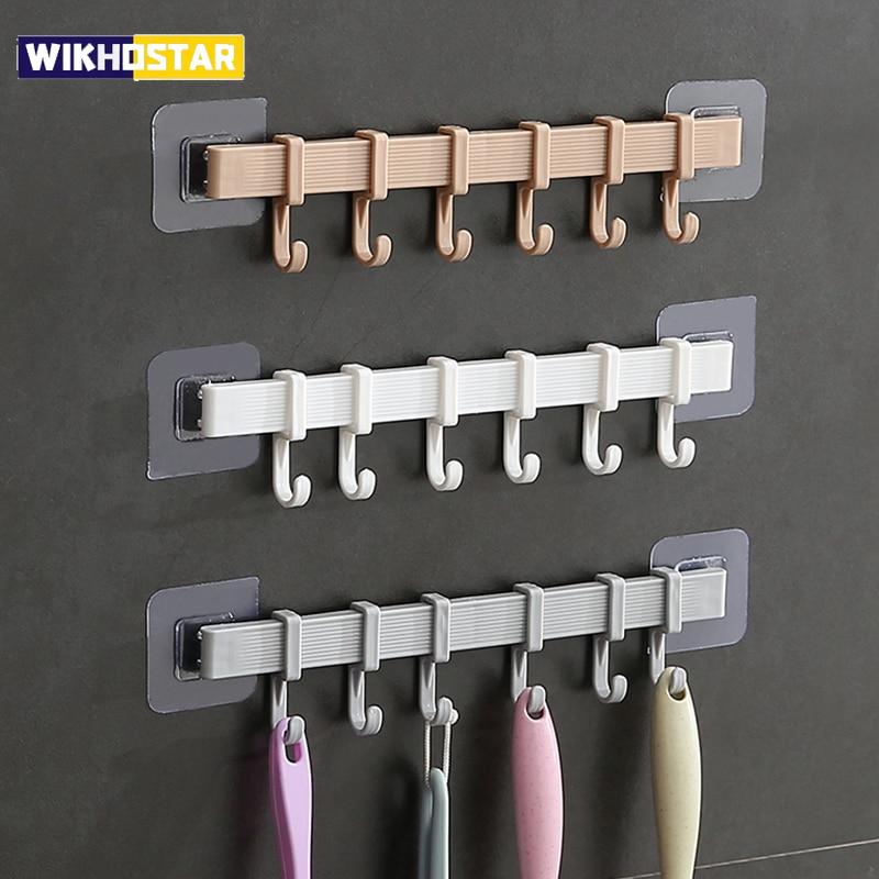 Многофункциональный кухонный крючок для хранения, шкаф, 6 крючков, домашний органайзер, стеллаж для хранения, кладовая, сундук, инструменты, вешалка для полотенец, вешалка для гардероба
