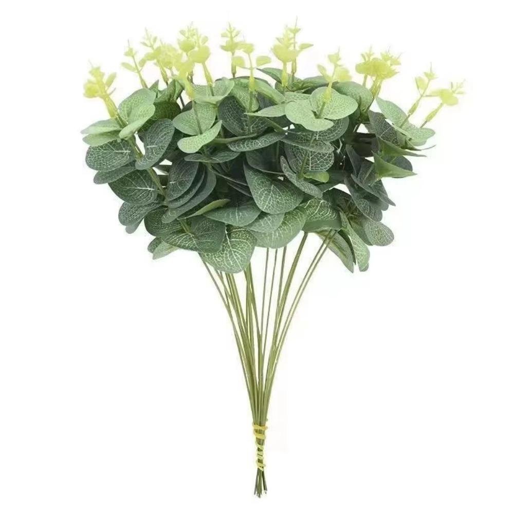20Pcs Decoration Artificial Eucalyptus Leaves Bendable Silk Eucalyptus Leaf Bridal Bouquet