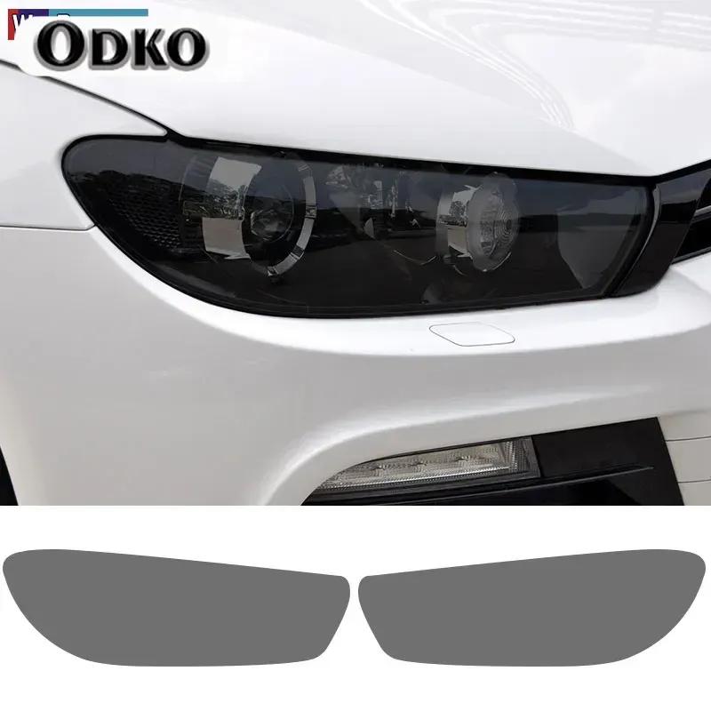 Car Headlight Protective Film Front Light Transparent Smoked Black TPU Sticker For Volkswagen Scirocco MK3 TDI R Line 2008-2017