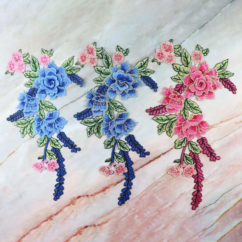Polyester Fiber Embroidery Flower Patch DIY Handmade Floral Patches Fashion Sew On Patch Hat