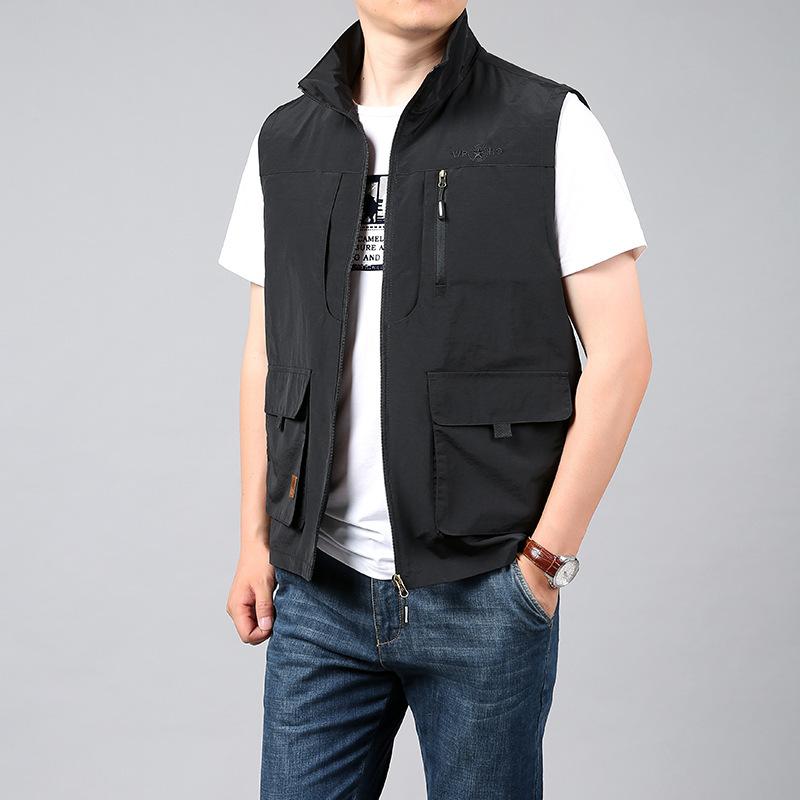 Жилет мужской Four Seasons, тонкий, без рукавов, с воротником-стойкой, с несколькими карманами, быстросохнущий, большой размер