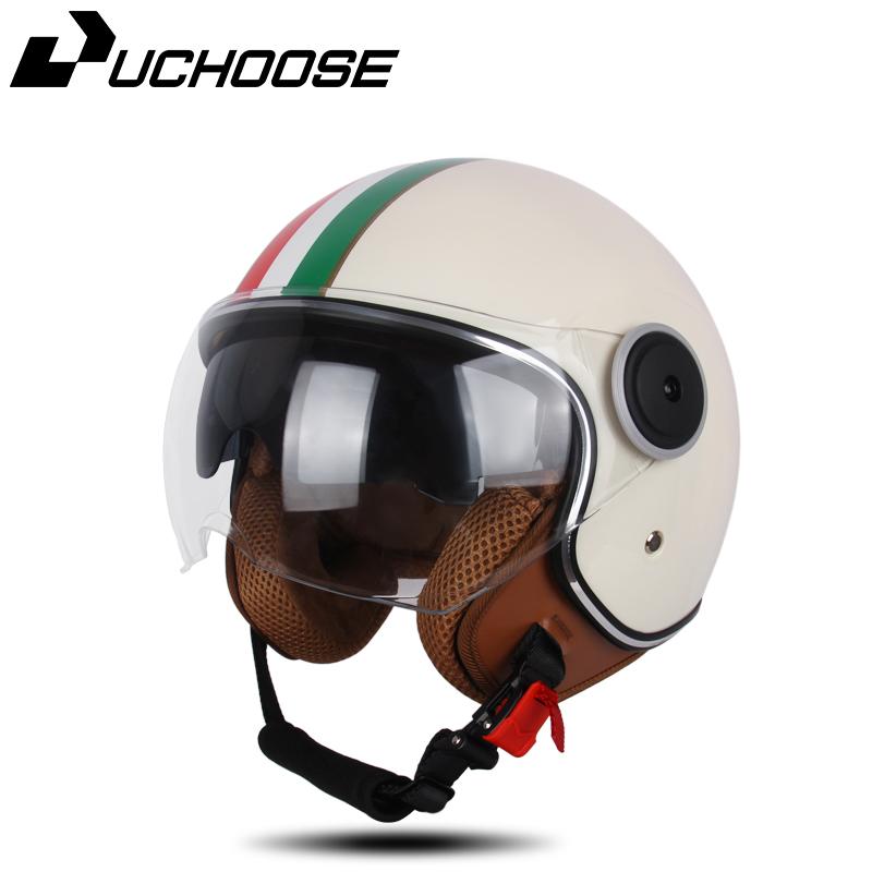 UCHOOSE 3/4 Открытые мотошлемы Для мужчин Женщин Винтажные Moto Bike Cascos Скутер Защитные шлемы