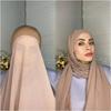 Хиджаб из тяжелого шифона с подкладкой и резинкой, стиль свободного ношения, однотонные шали для мусульман, тюрбан без булавки