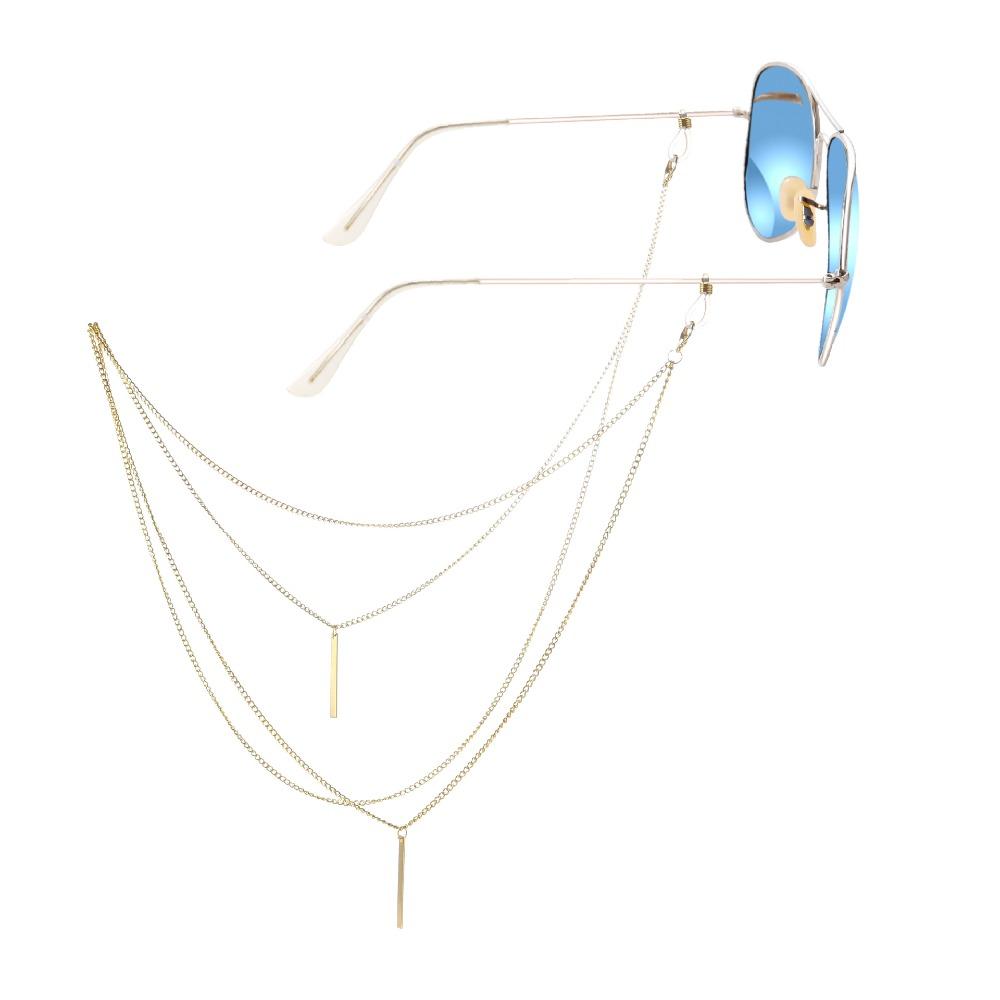 Double Overlap Sunglasses Chain Straps Lanyards Metal Pendent Metal Chain Splicing Style Chain Glasses Hanging Rope Holder Cord Lanyard