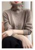 Women's 100% Wool High-Neck Sweater Pullover - Solid Color, Autumn Winter Style
