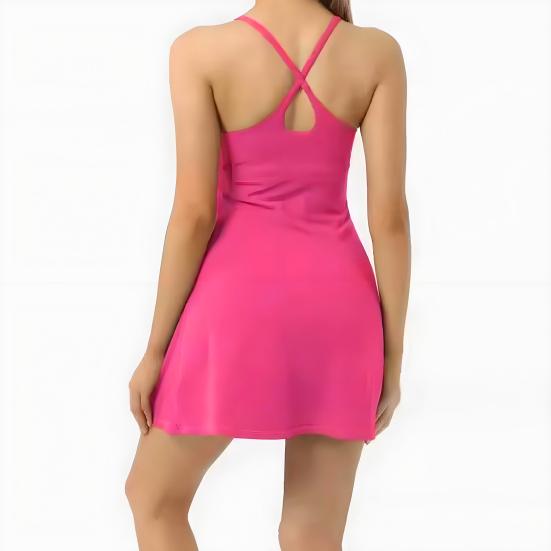 Женское теннисное платье без рукавов с шортами и карманами, на тонких бретельках, с вырезом-борцовкой, мини-платье, спортивные платья для гольфа, бега