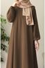 Women's Maxi Length Buttoned Hijab Abaya Prayer Dress with Elastic Sleeves