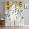 Plant Leaves Sunflower Flower Sheer Curtains for Living Room Decoration Window Curtains for Kitchen Tulle Voile Organza Curtains