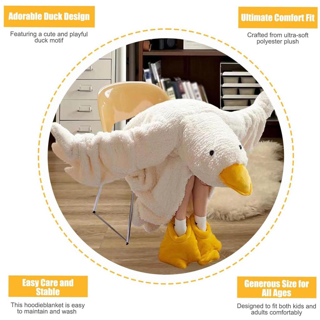 Wearable Blankie Hoodie Geese Shape Oversized Wearable Blanket Loose Warm Pajamas for Adults Teens Men Winter Lounging Reading