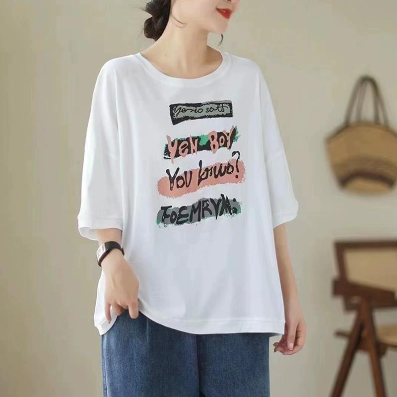 Dimanaf 2025 Летняя футболка Женская с коротким рукавом Свободные топы Футболки