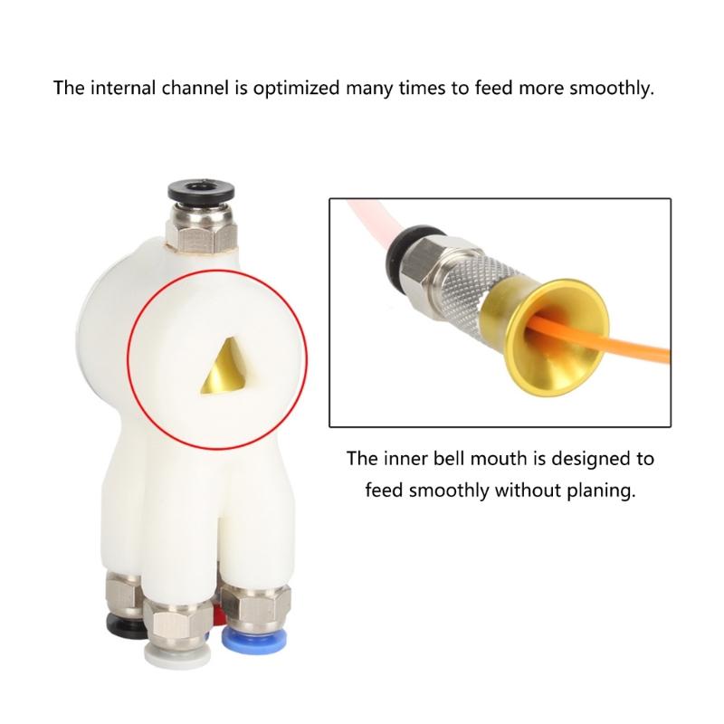 Quick Release 4 Way Filaments Adapter 4 in 1 Feed Tube Connector for P1P P1S X1C 3D Printing Machines Enhances Feed