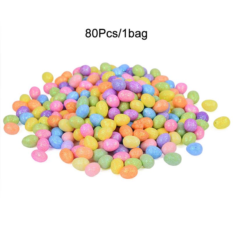 80/160 Pcs Colorful Easter Eggs Glitter Foam Bird Pigeon Happy Easter Party Home Decoration Kids Gift Basket Filler DIY Crafts