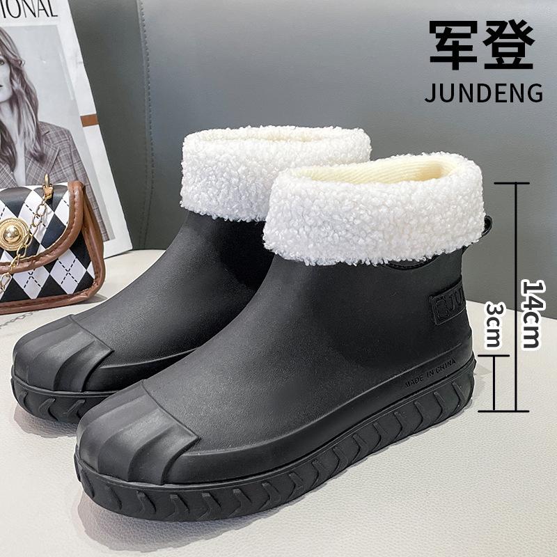 Четыре сезона дождевые туфли женская мода верхняя одежда короткие сапоги взрослые женские милые водонепроницаемые туфли нескользящие женские хлопковые теплые