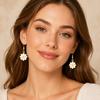 Daisy Flower Earrings for Women Daisy Flower Dangle Earring Cute Daisies Small Dangle Drop Earrings Sunflower Earring Gold-Tone Minimal Vintage