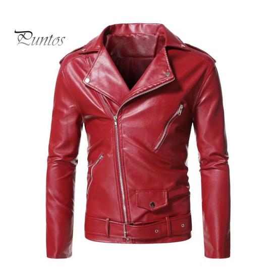Мужская куртка Slim Fit из искусственной кожи, однотонное пальто с диагональной застежкой-молнией, регулировка ремня, ветрозащитное пальто