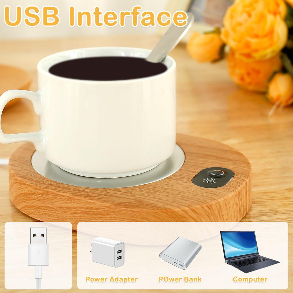 Электрическая подогреватель чашки для кофе Портативный USB подогреватель кружки 55-65℃ Постоянная температура Нагреватель кофейной чашки Простой в использовании Подогревающая пластина для кофе