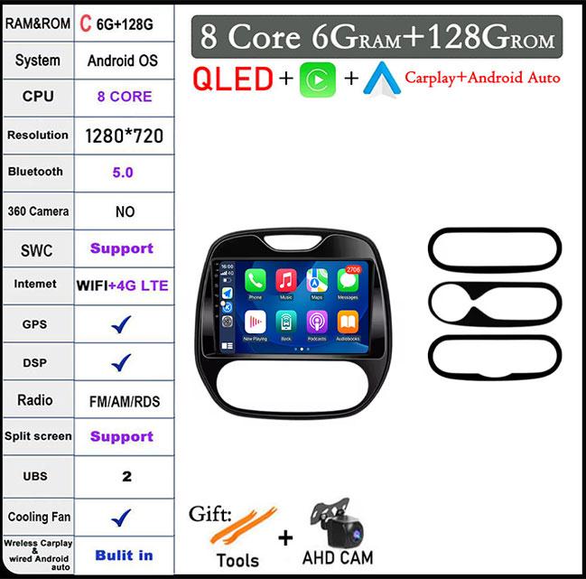 Car Radio Wireless Carplay for Renault Kaptur Captur Clio samsung QM3 2013 2014 2015 2016 MultimediaPlayer Android Auto 4G