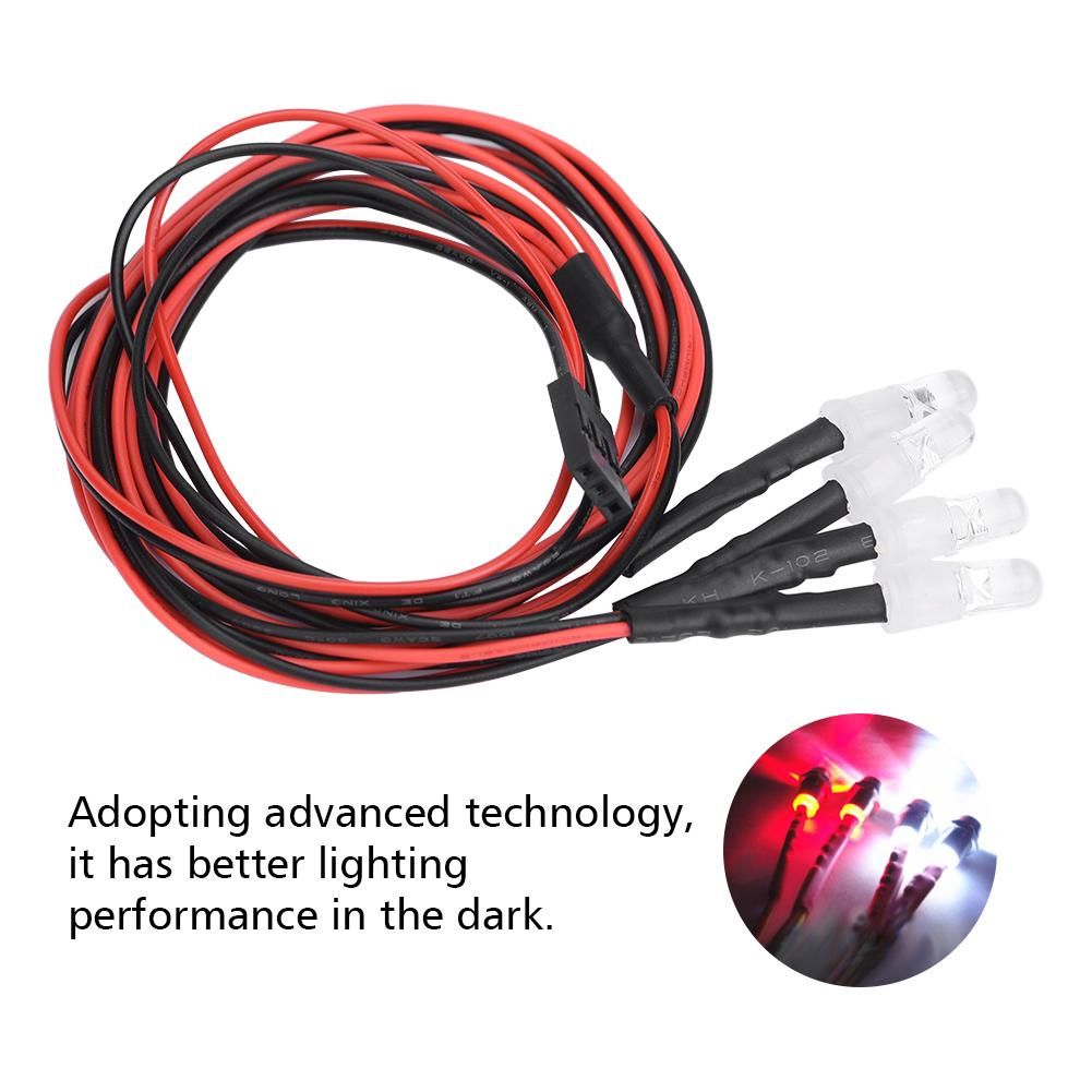 4 шт 5 мм фары RC аксессуар светодиодные фонари для 1/10 модели автомобиля грузовика (13#Белый свет Красный свет)
