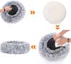 FEANDREA Dog Bed, Donut Cat Bed, Fluffy Calming Pet Bed with Removable, Washable Cover, Soft Long Plush, 60 cm, Grey