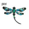 Multi-color Tail Design Brooch Electroplated Alloy Brooch, Dragonfly Pin with Sparkling Rhinestones Inlaid, Wear-resistant Long Badge for Luster