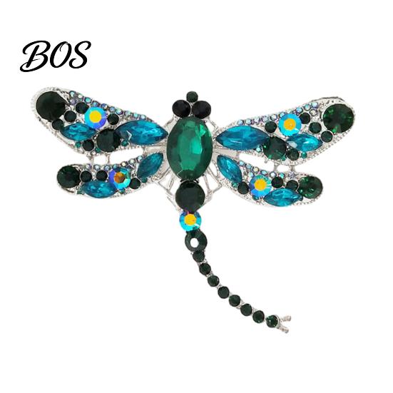 Multi-color Tail Design Brooch Electroplated Alloy Brooch, Dragonfly Pin with Sparkling Rhinestones Inlaid, Wear-resistant Long Badge for Luster