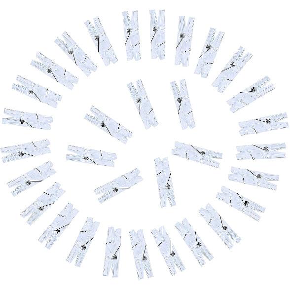 100pcs Photo Clips Mini Transparent Plastic Clear Paper Clips Mini Clothes P for Photos String Fairy Lights (100)