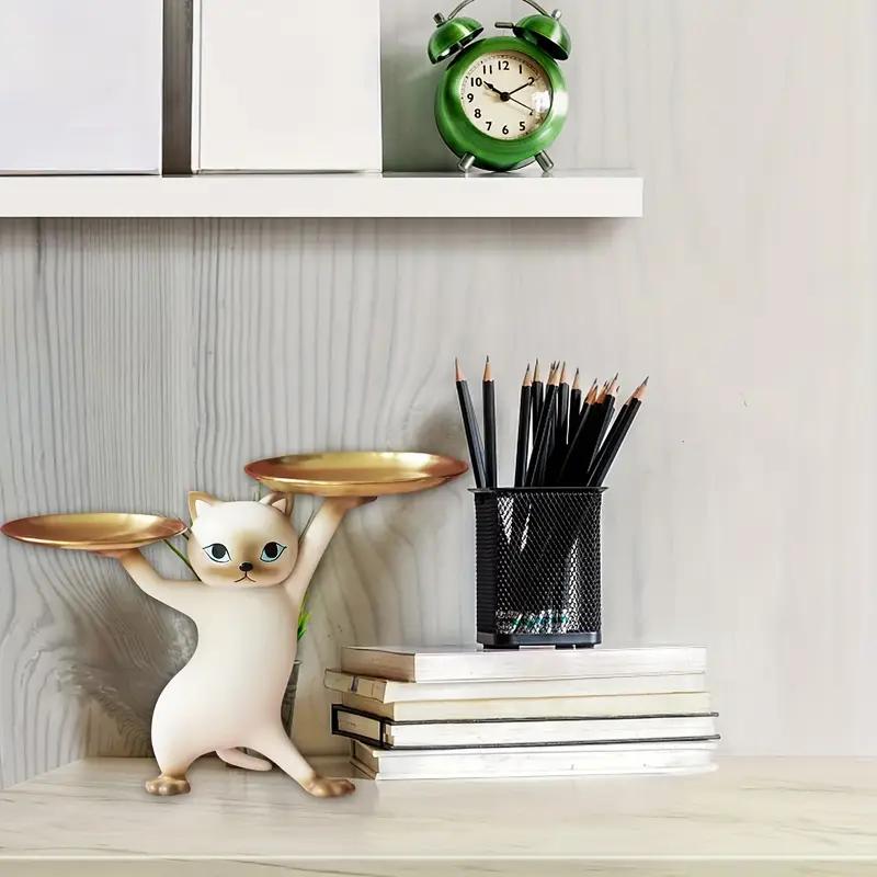 Cat Strorage Storage Tray Resin Cat Statue Figurine Candy Jewelry Earring Ring Key Holder Tray Bowl HomeTable Living Room Decor