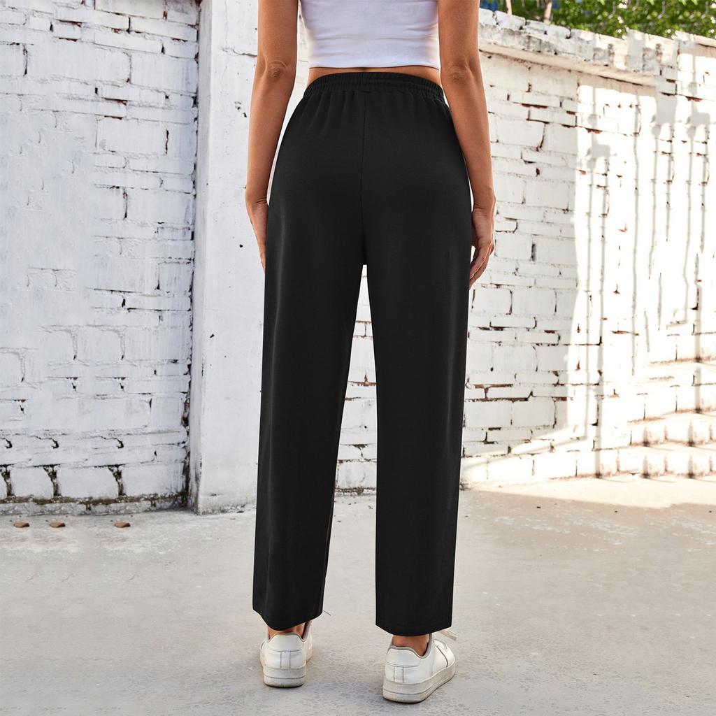 Женские повседневные однотонные спортивные брюки с карманами и завязками на талии, укороченные брюки