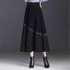 Women's Fall and Winter Knitted Plaid Bustier Skirt Thickened Thin In The Long Section of High-waisted Large Swing Bustier Skirt