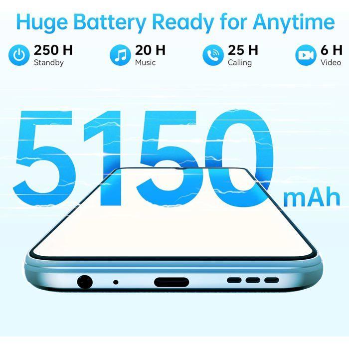 OUKITEL C33 Смартфон Дешевый 15 ГБ+256 ГБ Мобильный телефон Камера 50 МП 6,8" HD+ 5150 мАч Смартфон Две SIM-карты/Face ID/GPS, Черный