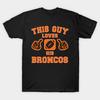 Мужская черная футболка с принтом Denver-Broncos Печать на трансферной бумаге без вырезания Хлопковая футболка