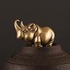 Collection Chinese Brass Carved Lifelike Zodiac Animal Lovable Ox Oxen Moo-cow Cattle Rhinoceros Exquisite Decoration Statue