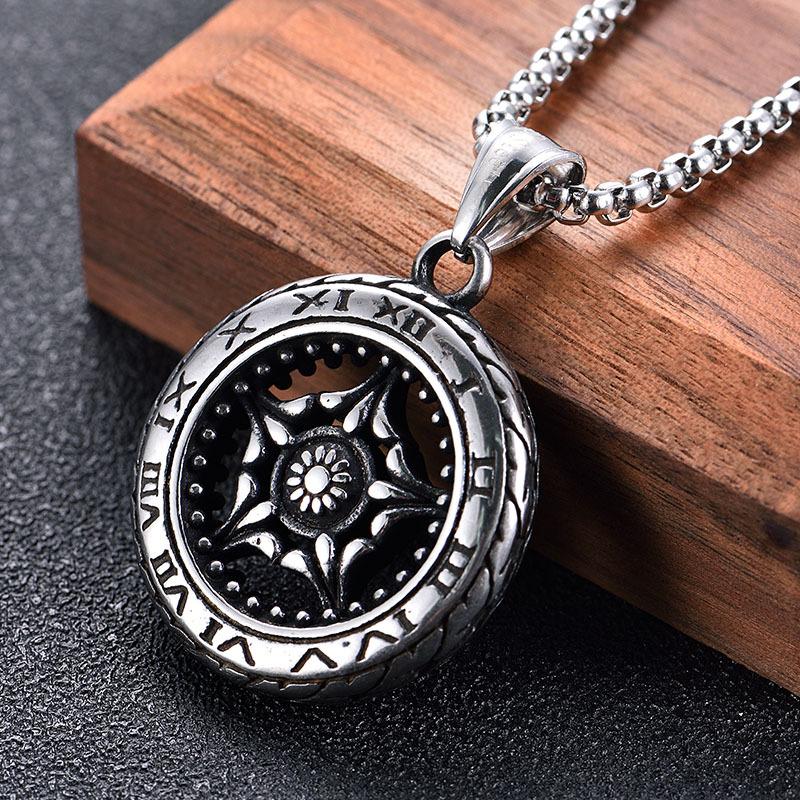 Серебряный цвет, модное ожерелье с колесом, модные аксессуары, хип-хоп, для мужчин и женщин, винтажная подвеска, цепочка для свитера