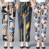 Y2k Women Clothing Vintage Thin Straight Pants Summer New Elastic High Waist Pockets Printing Big Size Loose Casual Trousers
