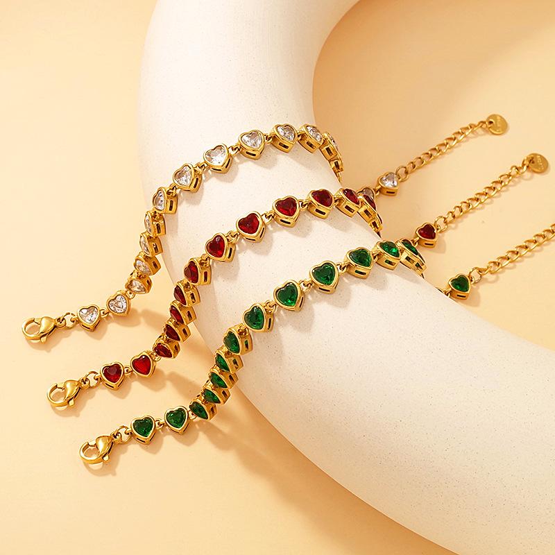 Любовь к циркону Нержавеющая сталь Простой Популярный Браслет Легкая Роскошь Позолоченные Украшения