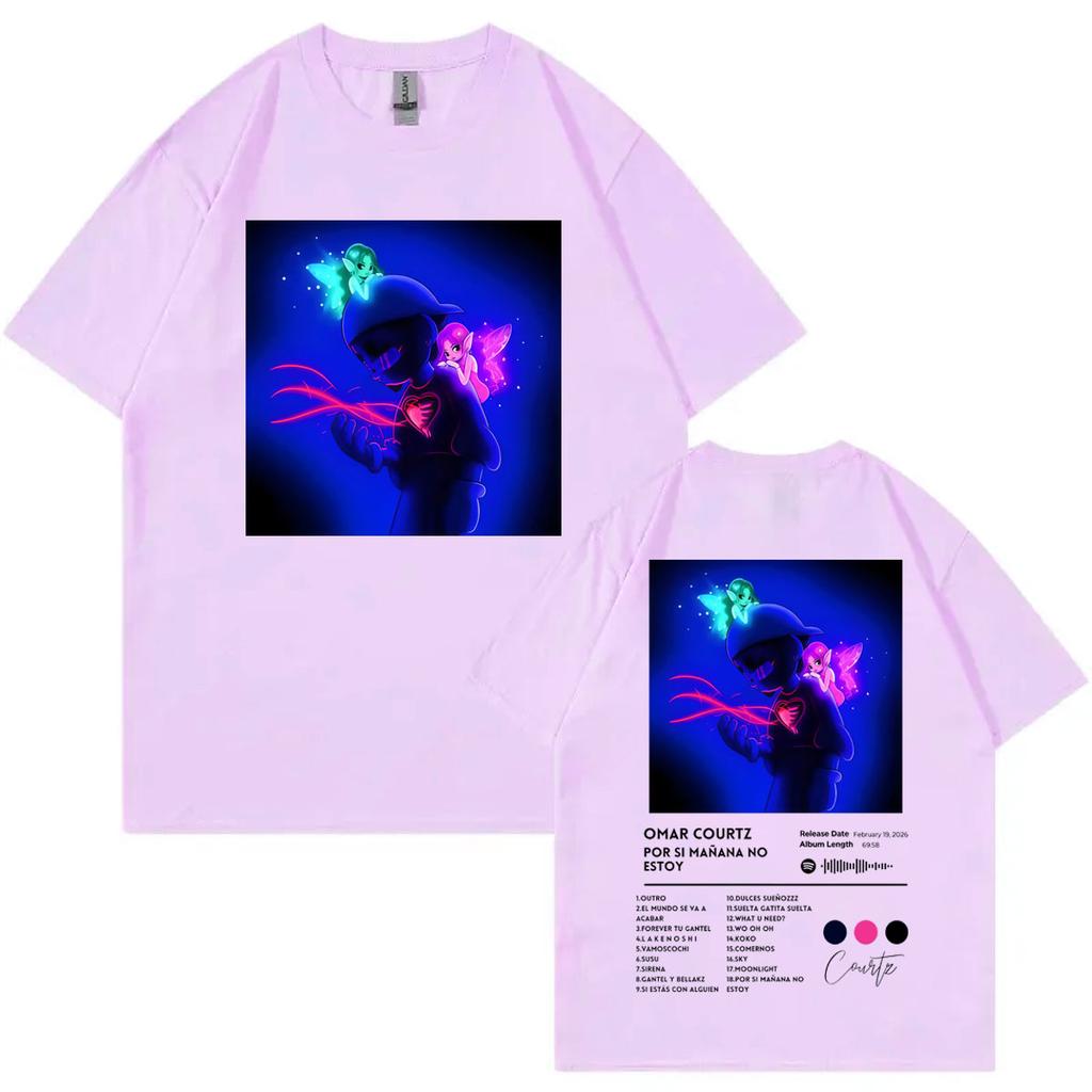 Singer Omar Courtz Double Sided Print Tshirt Por Si Mañana No Estoy Album Poster Graphic T Shirts Unisex Casual Cotton Tshirts