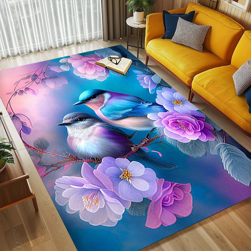 Birds Bloom Living Room Nonslip Area Rug Soft Carpet For Bedroom Game Playroom Sofa Office Home Decor Doormat Christmas Gift C9302013