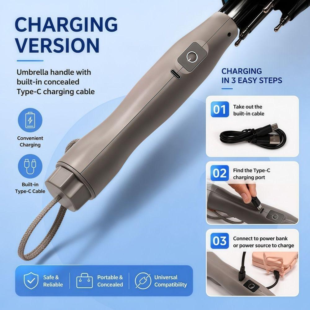 USB Charging Cooling Umbrella UV Protection Outdoor Umbrella For Summer, Beach, Fishing