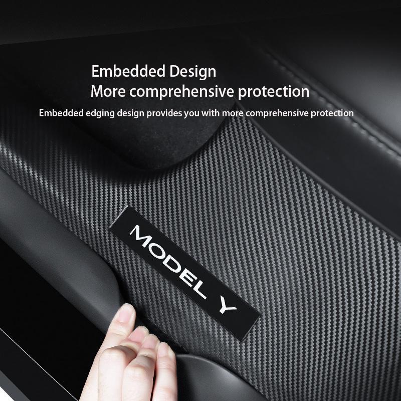 2/4/8PCS Front Rear Door Sill Protector Cover For Tesla Model 3/Y Carbon Fiber Anti Kick ABS Pedal Guards Inner Strip Threshold