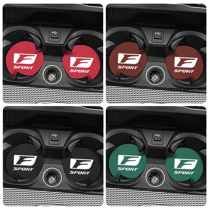 2Pcs Car Suede Coaster Anti-Slip Water Cup Pad Accessories For Lexus F SPORT GS GX IS LS LX CT LC LBX NX RX 350h 450h ES UX 300e