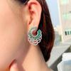 WWJ Symmetric Hollow Out Green Cubic Zirconia Stud Earrings
