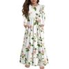 Girls' Tiered Ruffle Dress - Long Sleeve Printed Maxi With Pockets