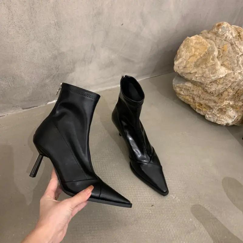 Thin High Heel Women's Ankle Boots Fashion Pointed Toe Short Botas Ladies Elegant Shoes 2024 Autumn Winter Women's Pumps