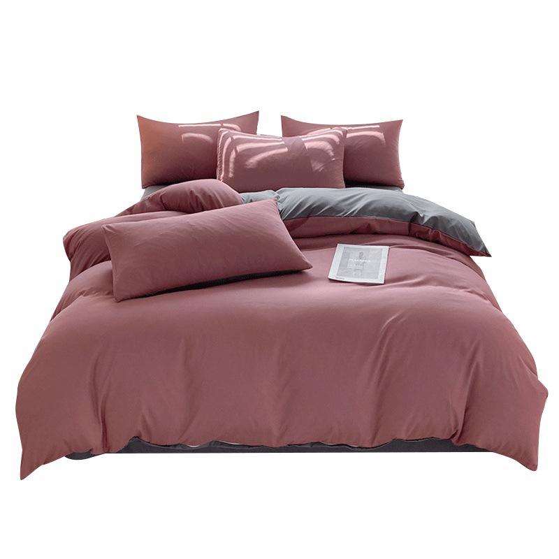 Зимняя двухсторонняя хлопковая кровать из четырех частей, однотонная простыня, пододеяльник, пододеяльник для студенческого общежития и средней школы
