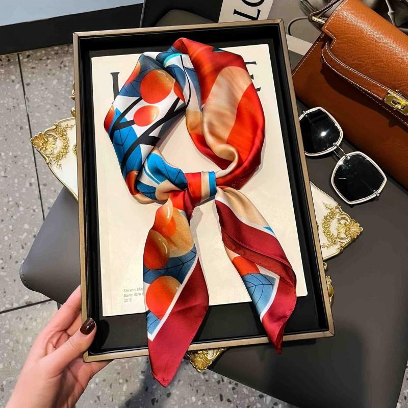 70cm Square Silk-Like Scarf Women Lightweight Fashion Accessory Office Chic Neck Wrap Stylish Print Design