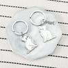 Lovely Cartoon Cat Key Holder Smooth Stainless Steel Cat and Fish Tag Keychains Children Schoolbag Ornament
