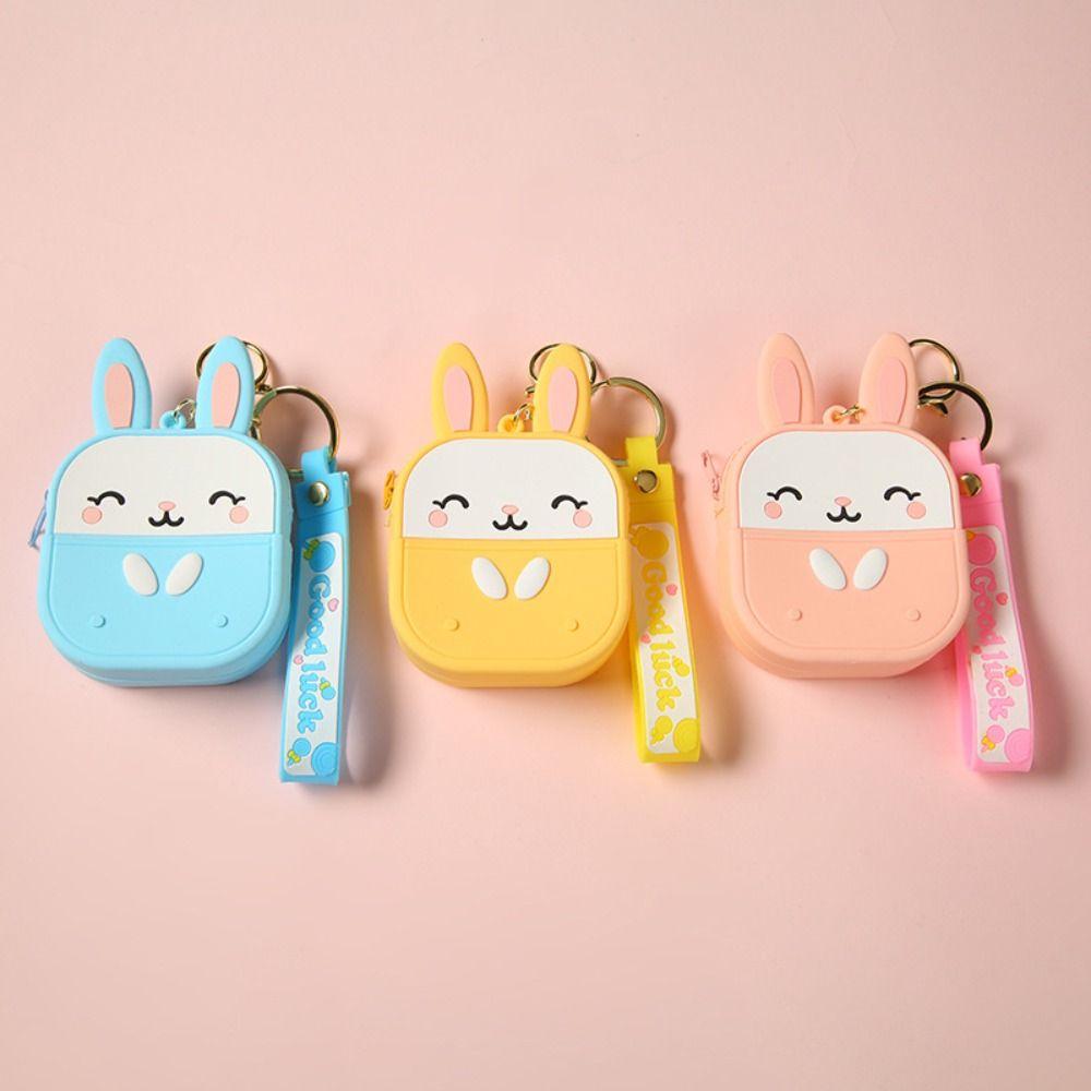 Kawaii Silicone Rabbit Coin Bag Waterproof Earphone Bag Pendant Key Bag Coin Purse Keychain Kids