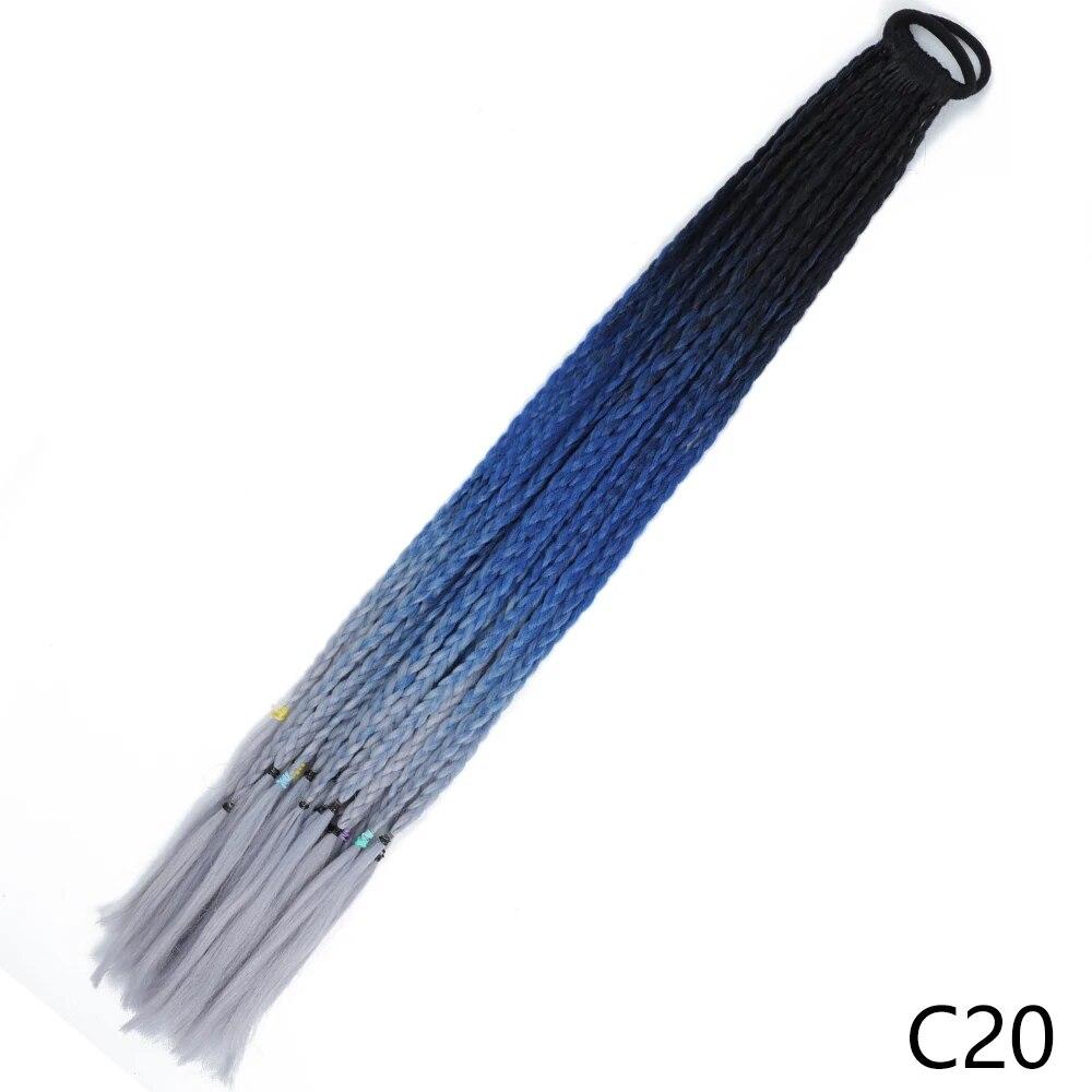 MISS WIG Синтетический градиент цвета, грязный плетеный хвост, 65 см, эластичная резинка, плетение, конский хвост, наращивание волос для женщин и девочек