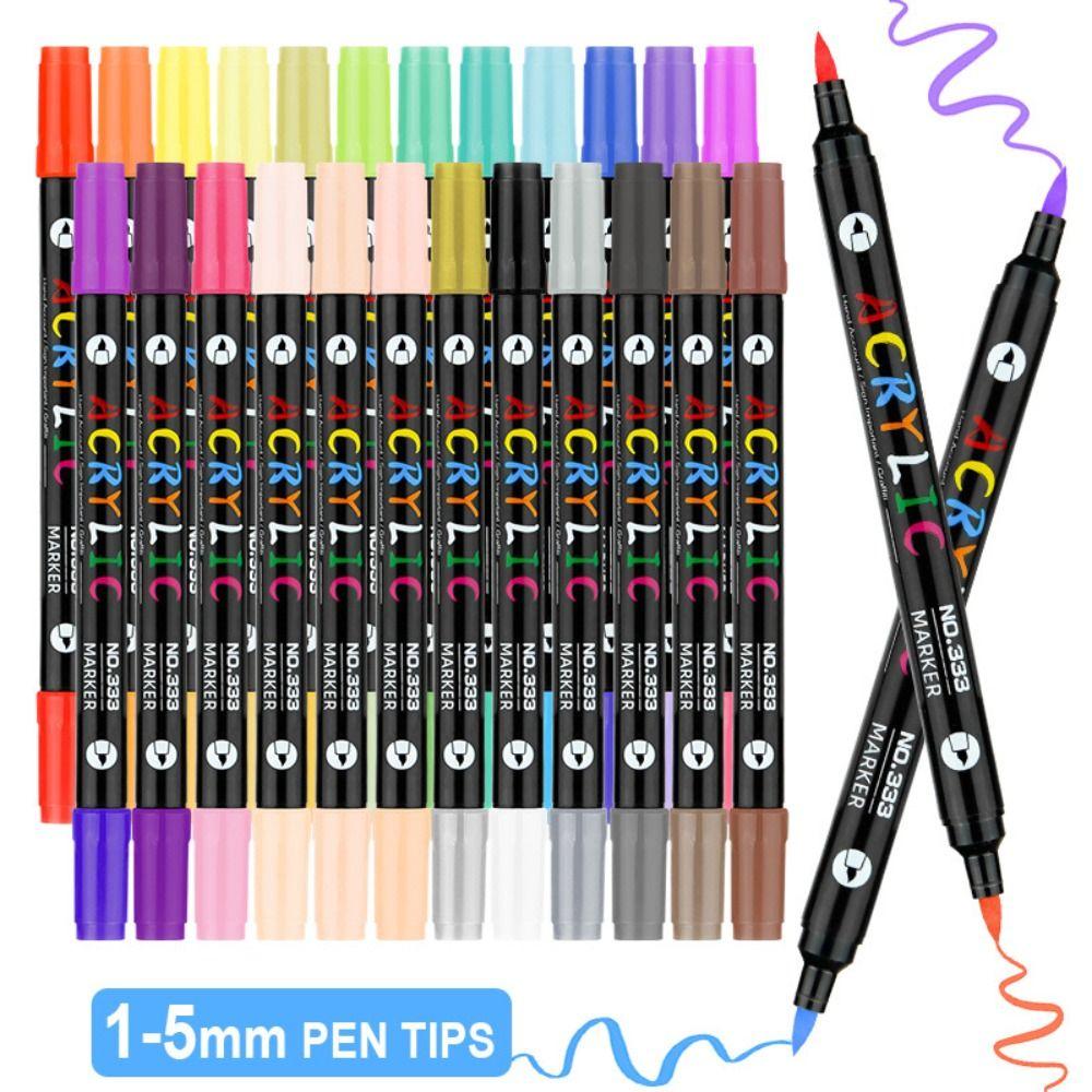 Dual Color Acrylic Paint Markers 24/48/72 Colors Dual Tip Markers Dual-ended Markers Ceramic Craft